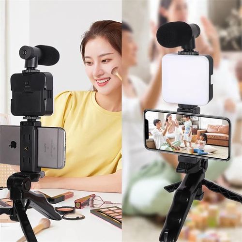 Vlog Selfie Stick AY-49 | Selfie Stick with LED Mini Photography Light