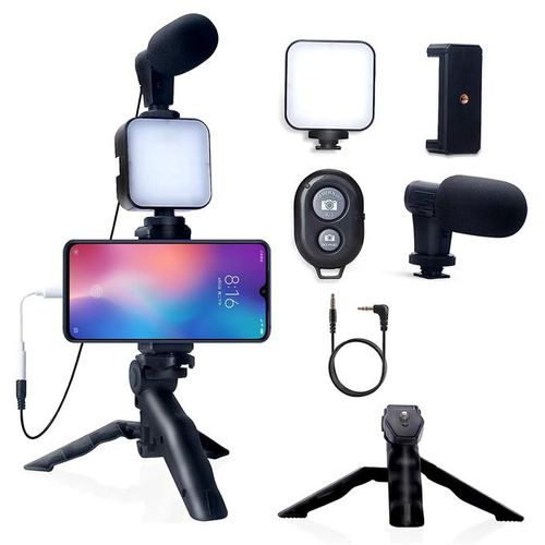 Vlog Selfie Stick AY-49 | Selfie Stick with LED Mini Photography Light