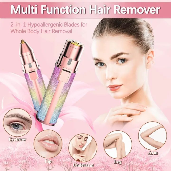 2 In 1 Hair Remover Trimmer For Women | Flawless Facial Machine Razor, Painless